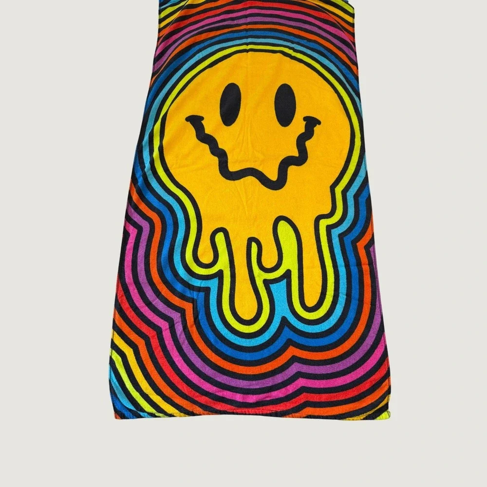 Lot of 3 Beach Towels Multi Color Ice Cream Melting Smiley Face Zoo Animals